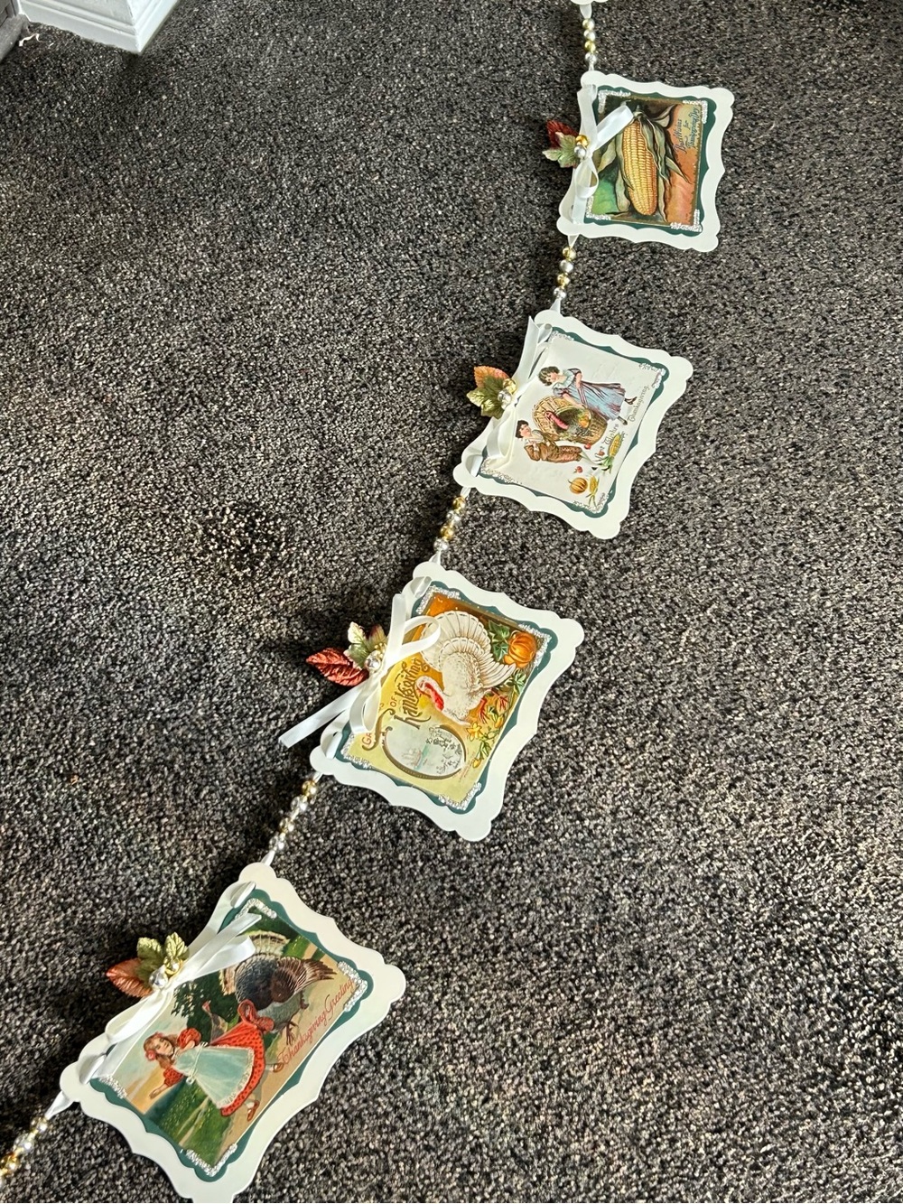 Thanksgiving garland 1900s vintage repurposed holiday postcards